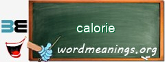 WordMeaning blackboard for calorie